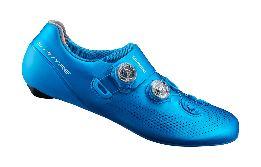 blue cycling shoes